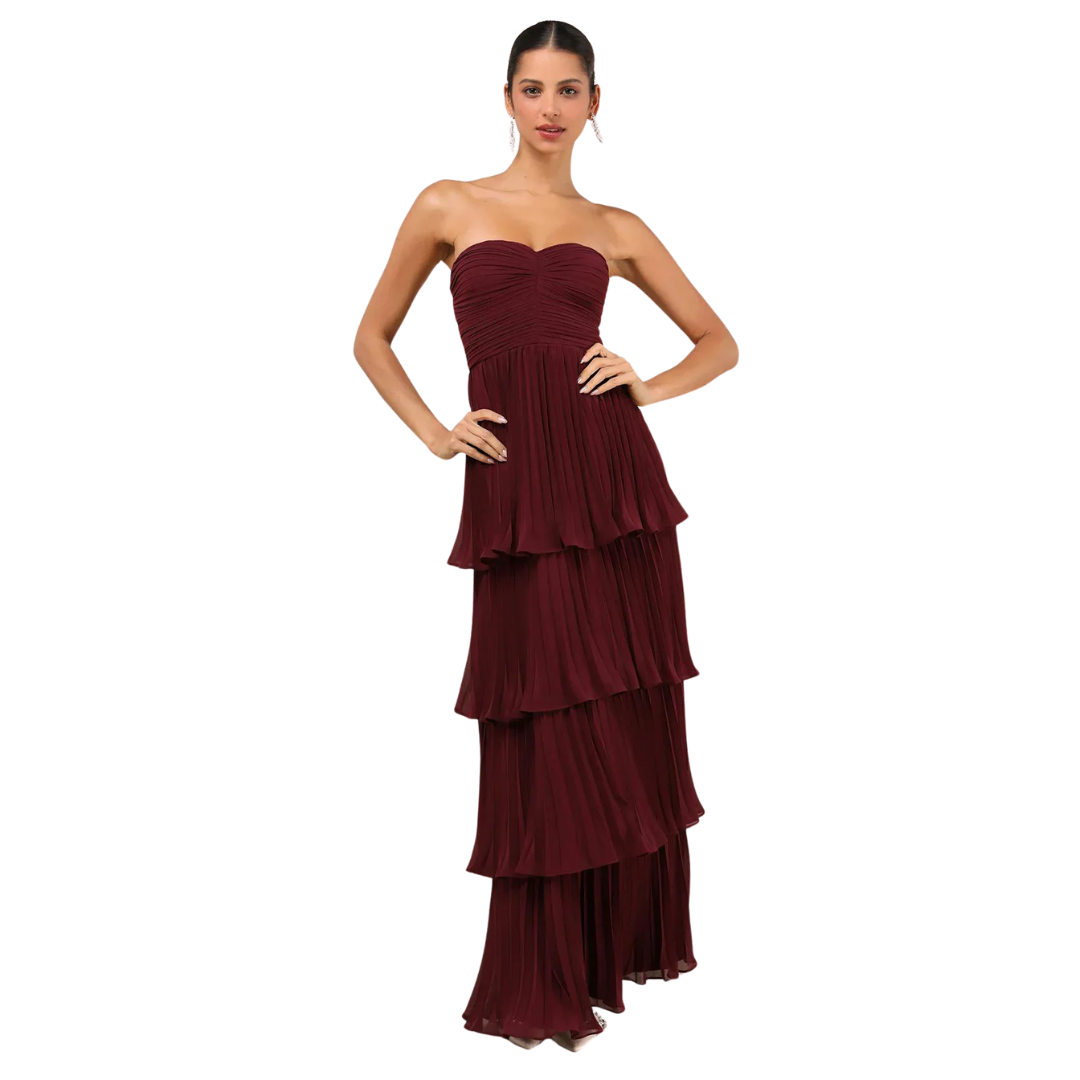 Wear A Vibe™ l Strapless Tiered Maxi Dress