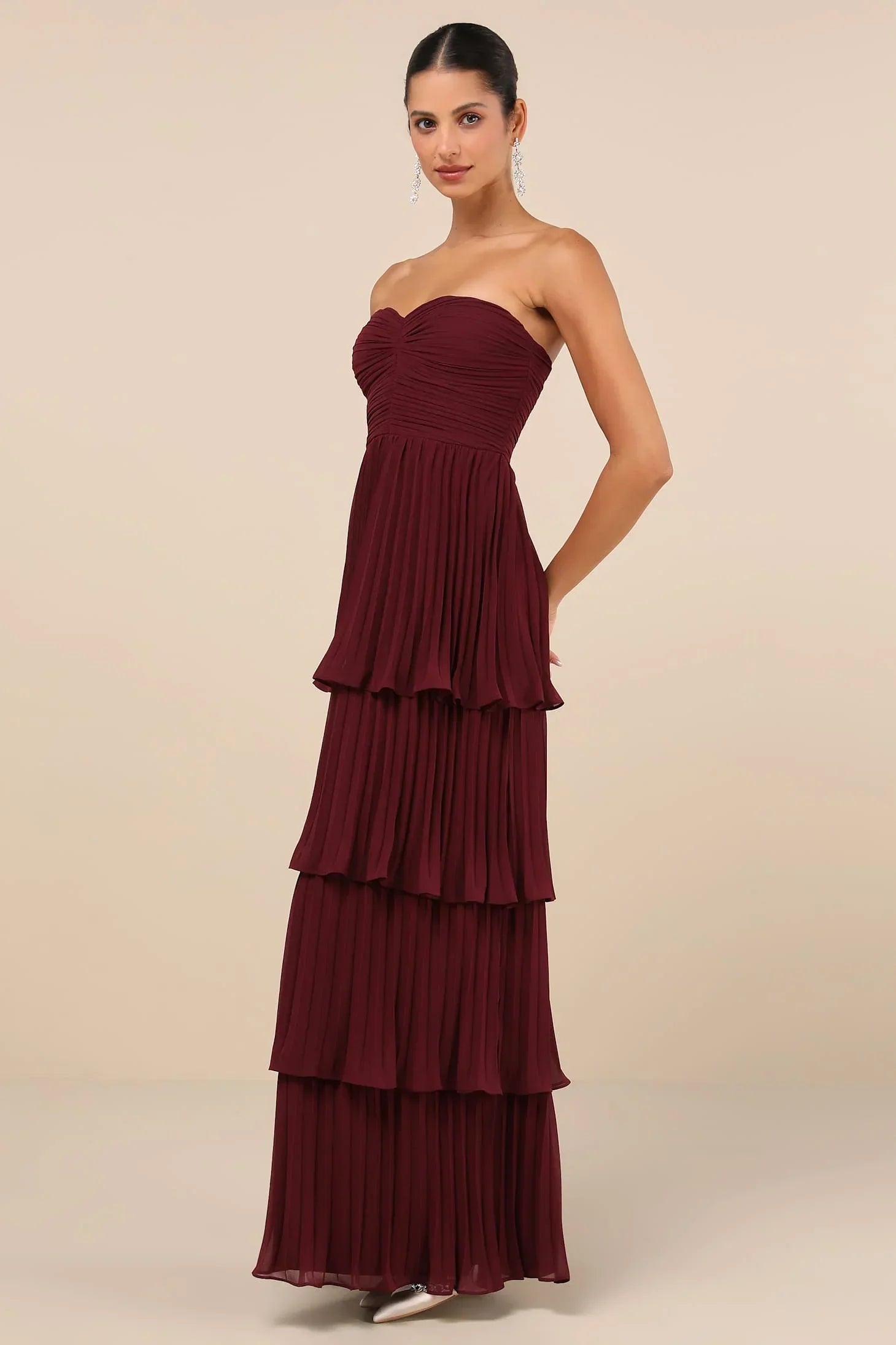 Wear A Vibe™ l Strapless Tiered Maxi Dress