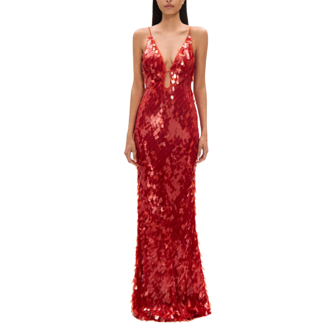 Wear A Vibe™ l The Red Sapphire Sequin Maxi Dress