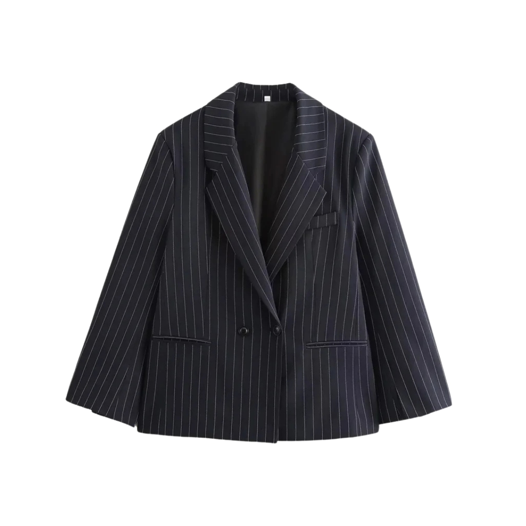 Wear A Vibe™ l Classic Pinstripe Double-Breasted Blazer