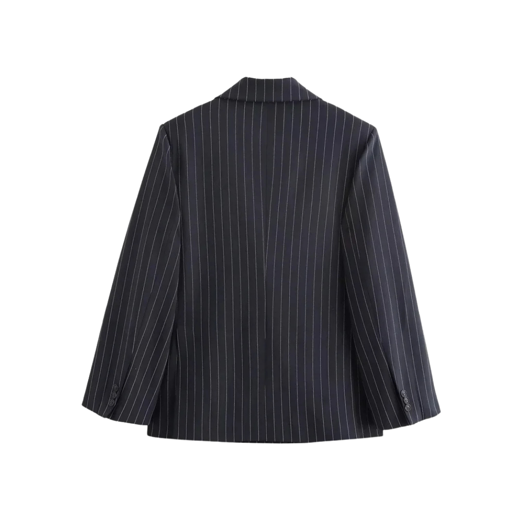 Wear A Vibe™ l Classic Pinstripe Double-Breasted Blazer