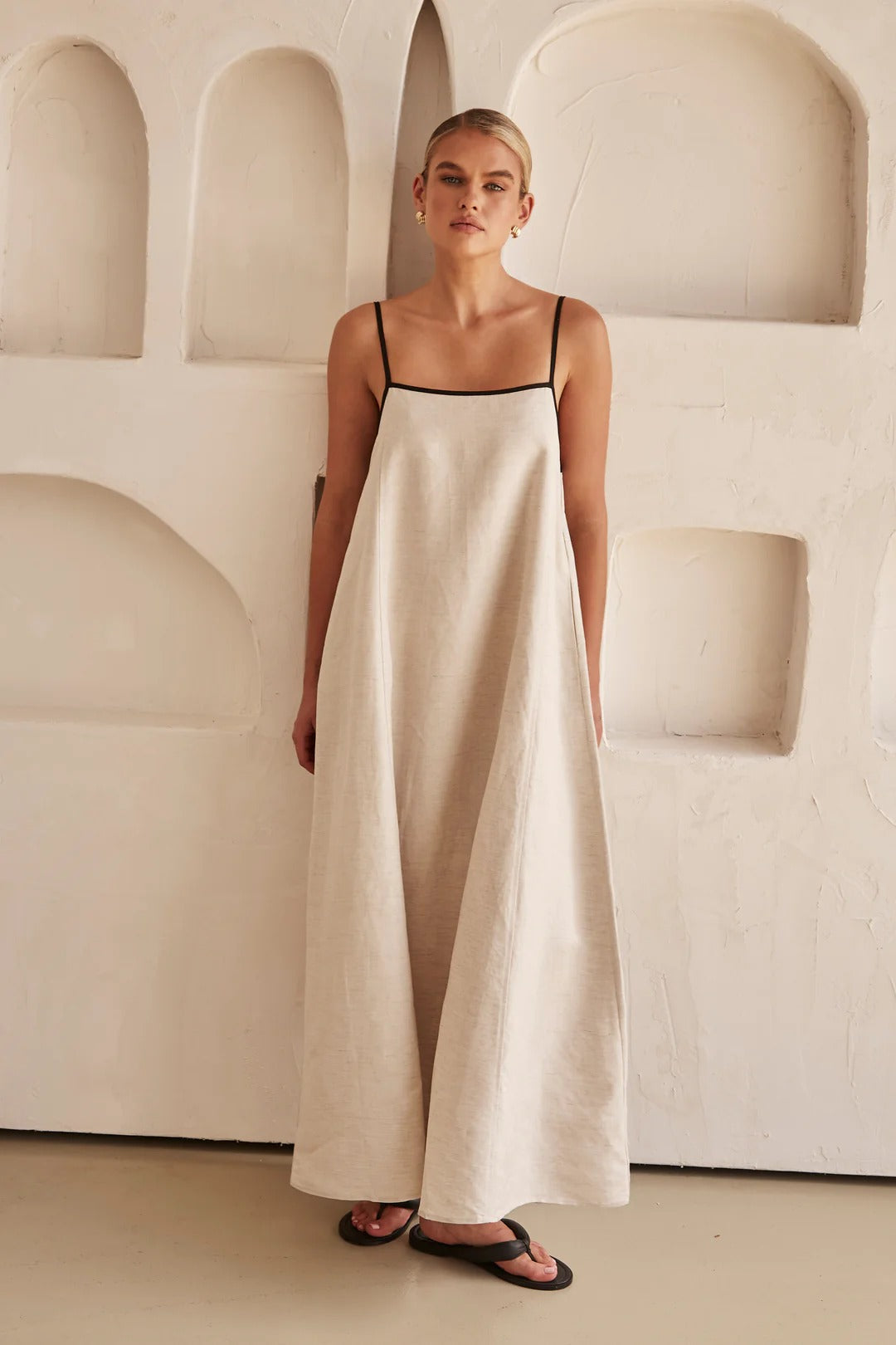 Wear A Vibe™ | Contrast Linen Maxi Dress