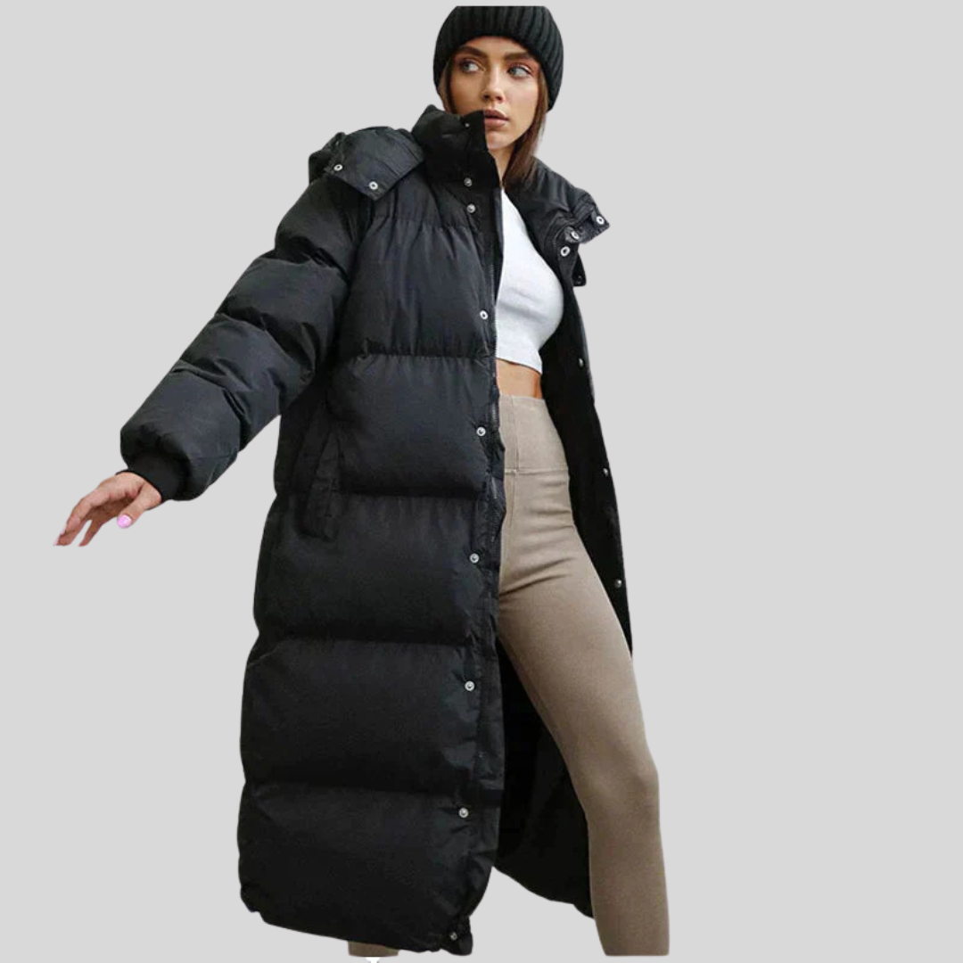 Wear A Vibe™ | Extra Long Quilted Women's Hooded Jacket