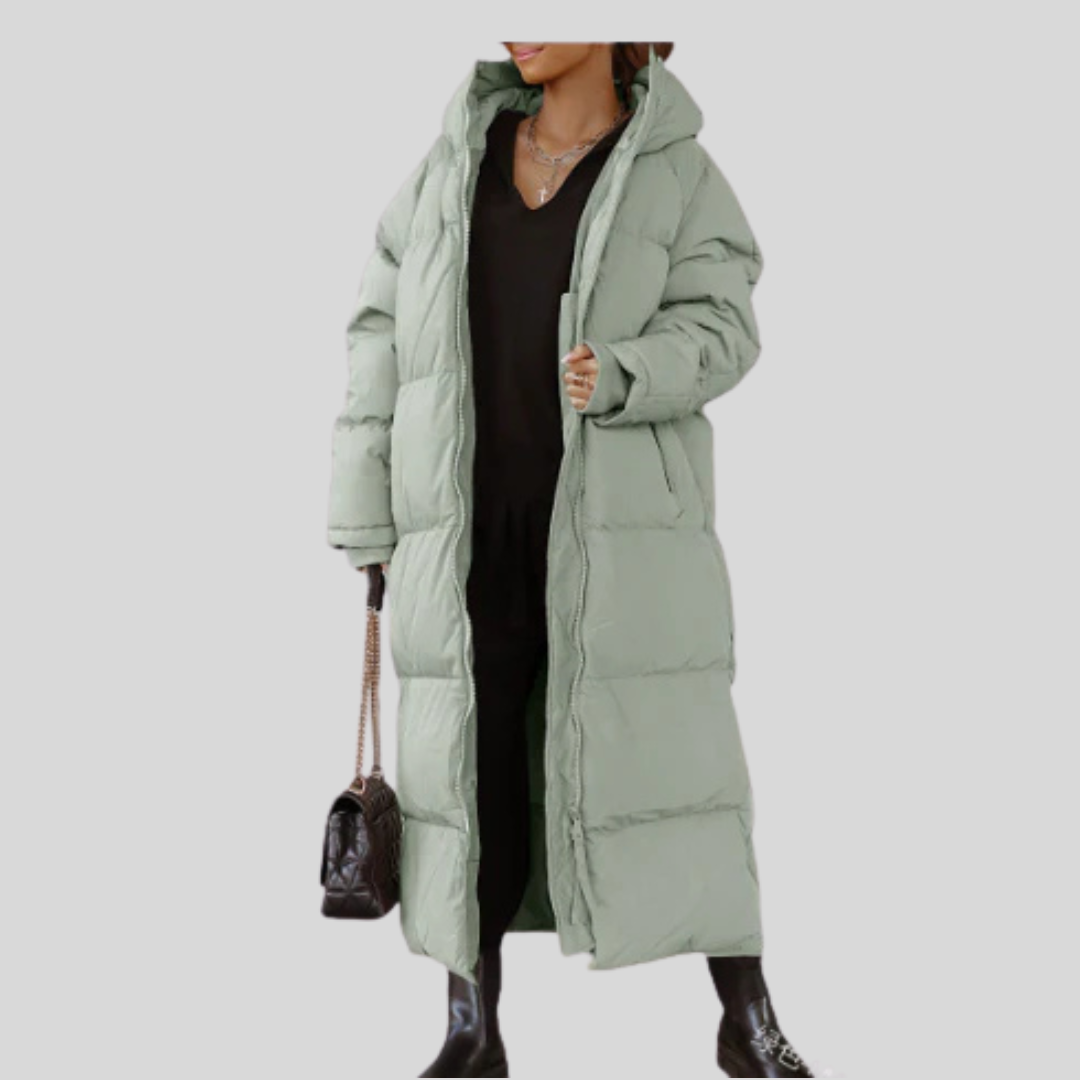 Wear A Vibe™ | Extra Long Quilted Women's Hooded Jacket