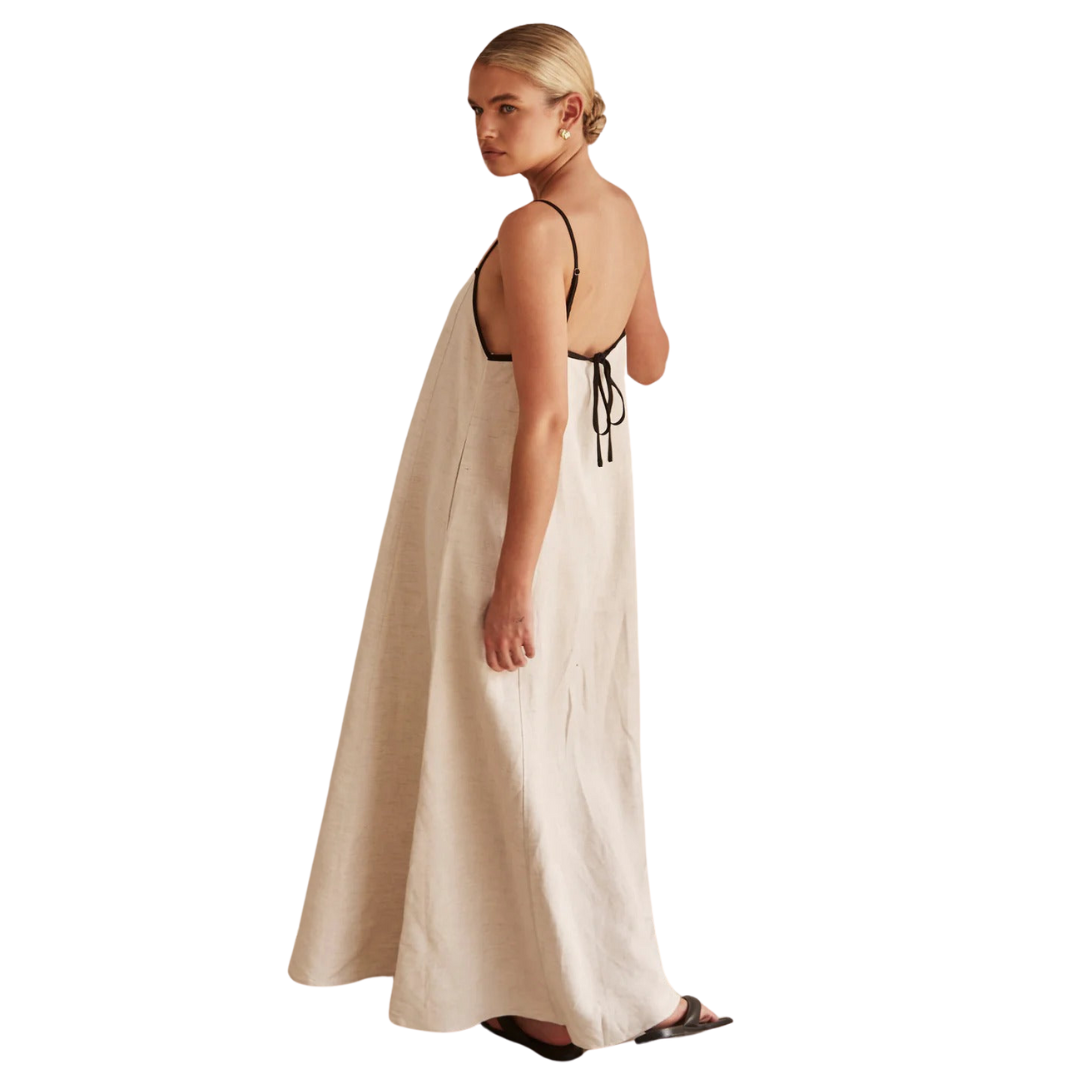 Wear A Vibe™ | Contrast Linen Maxi Dress