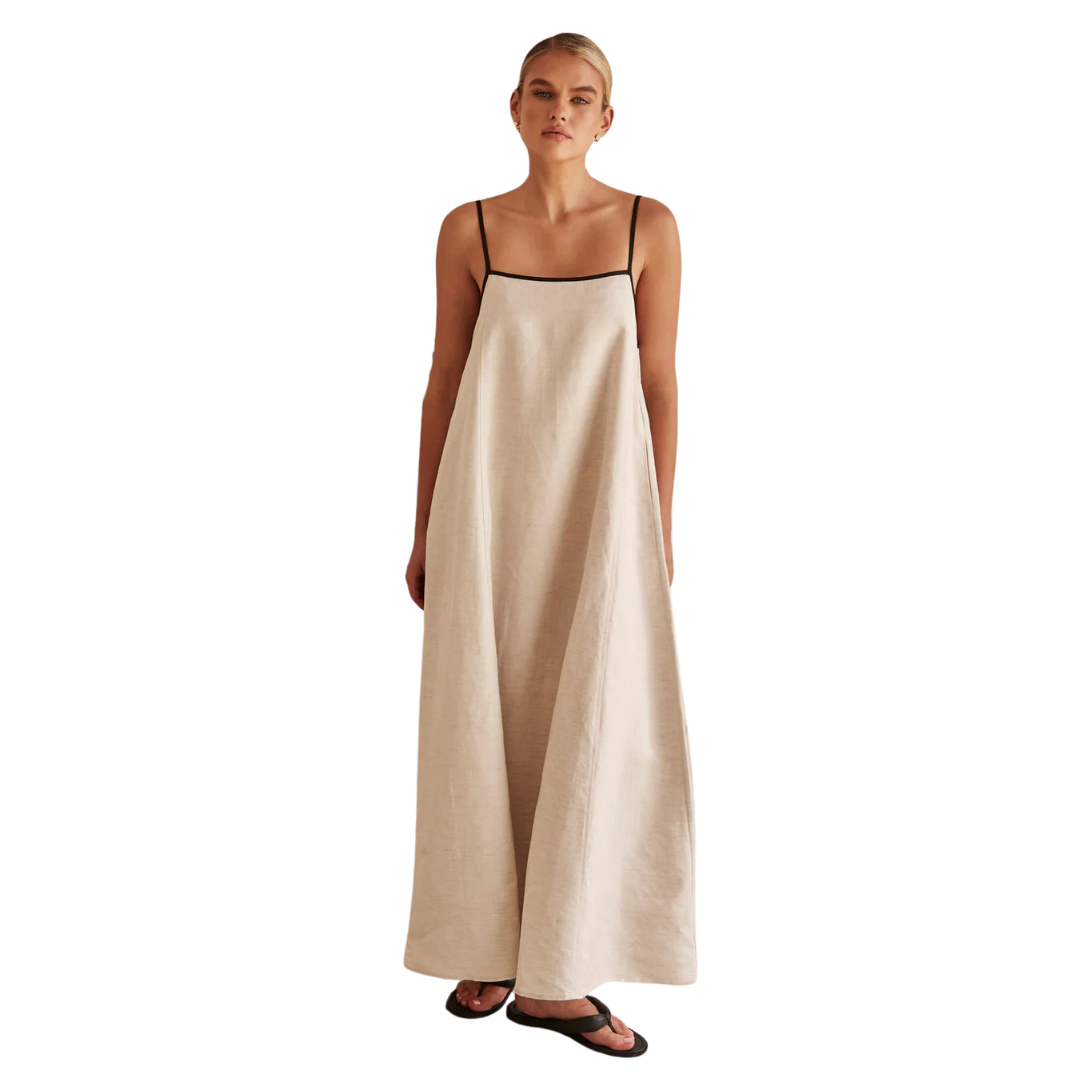 Wear A Vibe™ | Contrast Linen Maxi Dress