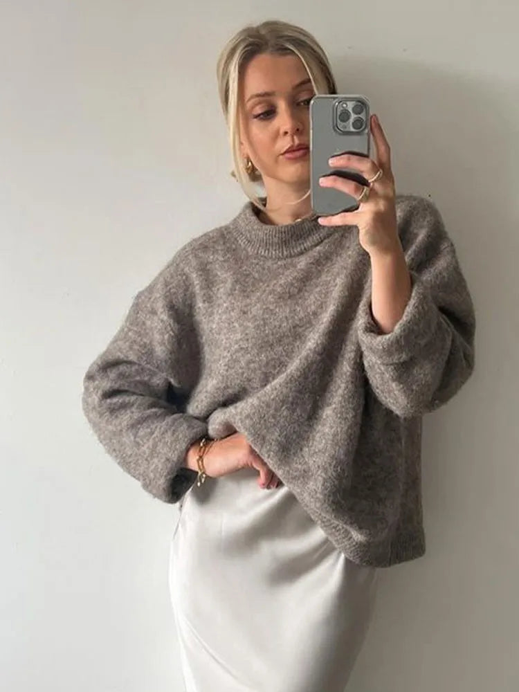 Wear A Vibe™ l Plain Round Collar Casual Loose Pullover