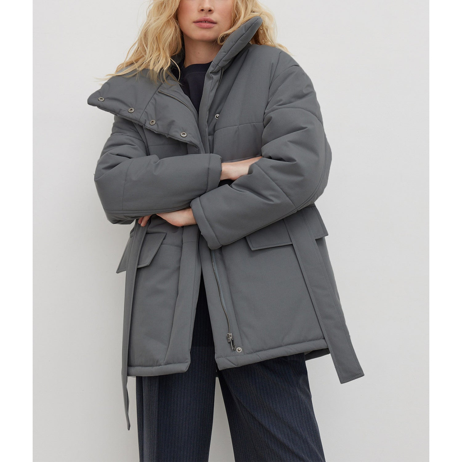 Wear A Vibe™ | Belted High-Neck Winter Coat