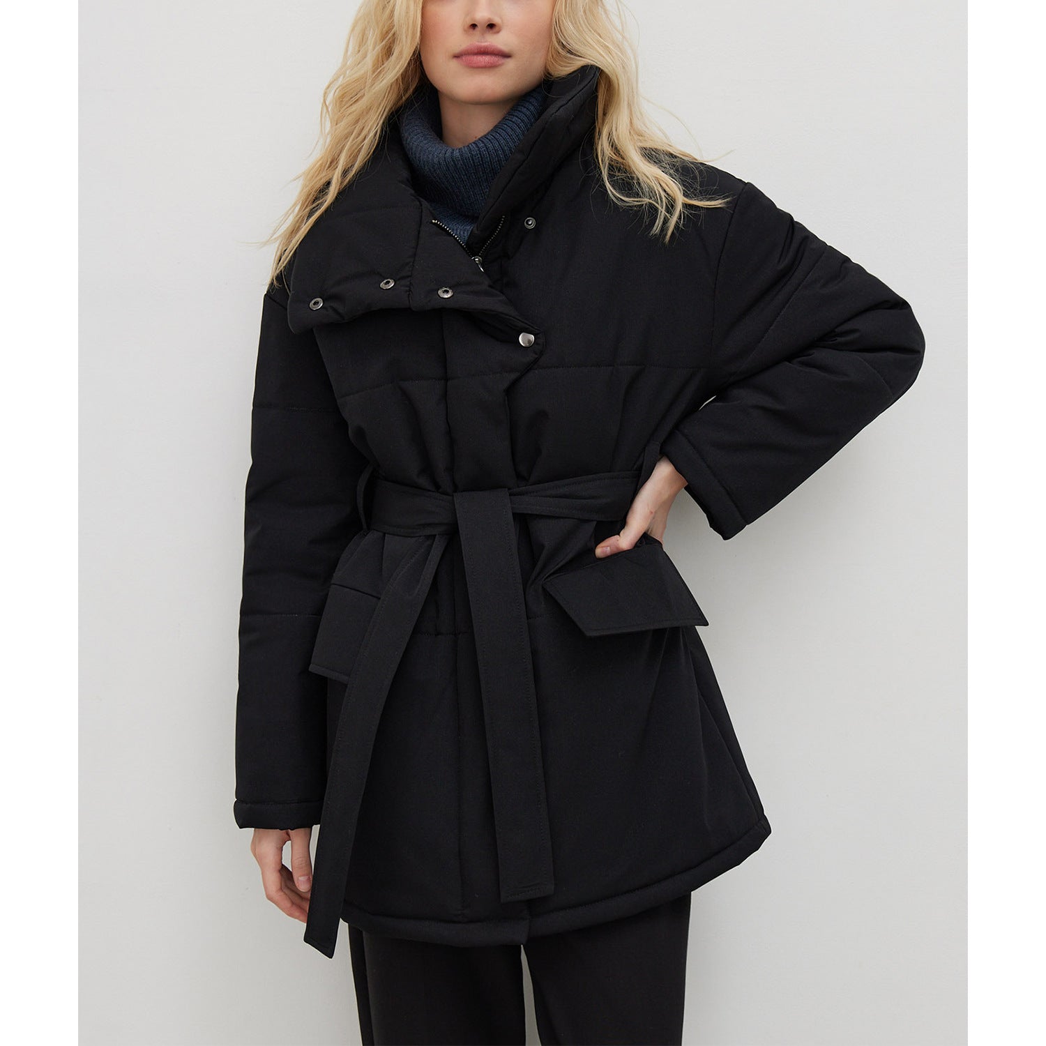 Wear A Vibe™ | Belted High-Neck Winter Coat