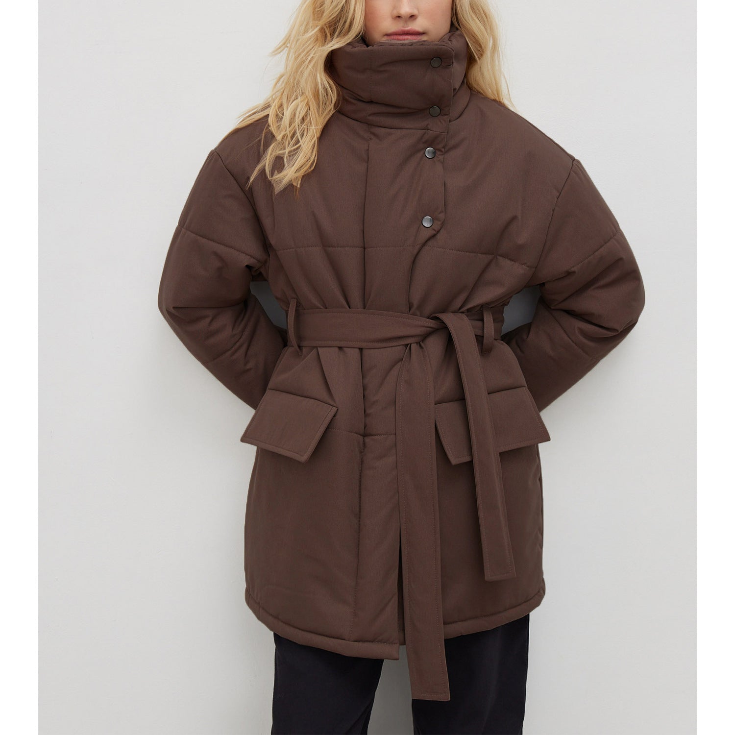 Wear A Vibe™ | Belted High-Neck Winter Coat