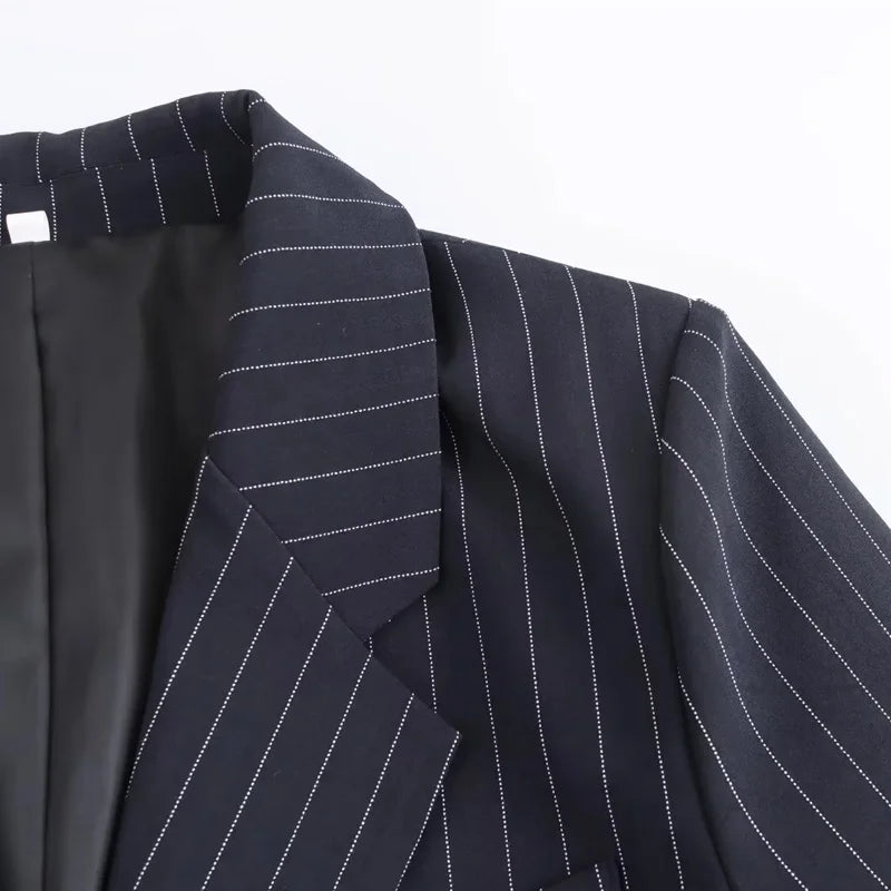 Wear A Vibe™ l Classic Pinstripe Double-Breasted Blazer