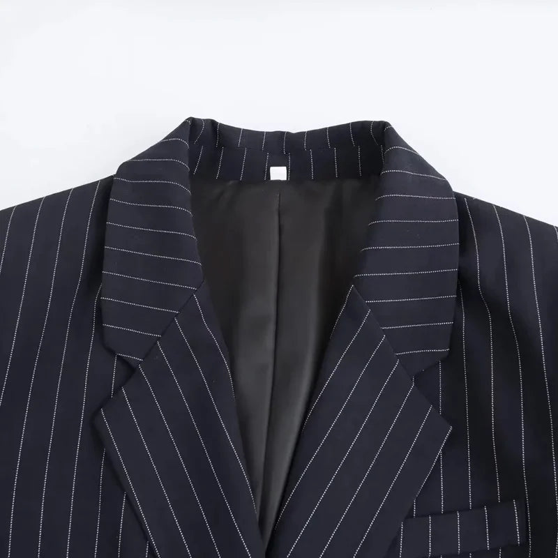 Wear A Vibe™ l Classic Pinstripe Double-Breasted Blazer