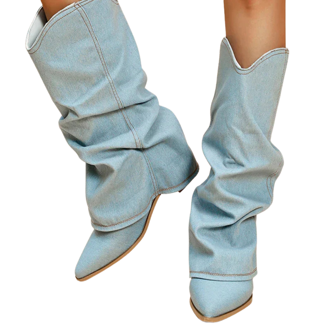 Wear A Vibe™ | Denim Knee-High Boots